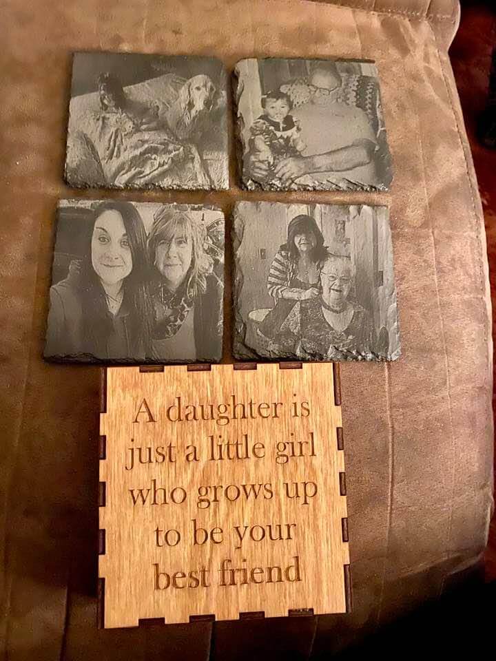 photo coasters in case
