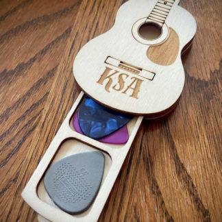 Personalized wooden Guitar Pick holder for Musician